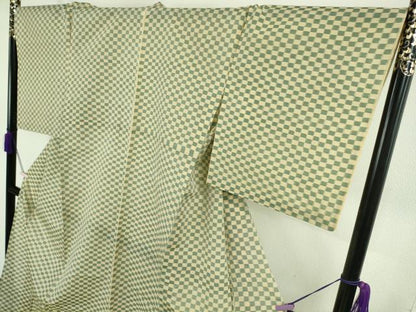 平和屋本店＊極上　夏物　紗紬　市松文様　高島屋扱い　逸品　DZAB7977kh6
