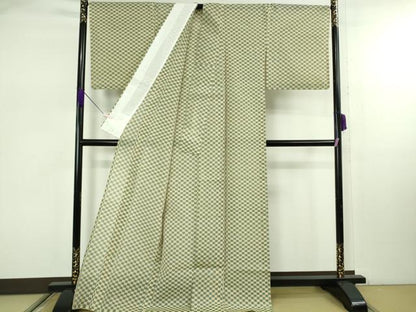 平和屋本店＊極上　夏物　紗紬　市松文様　高島屋扱い　逸品　DZAB7977kh6