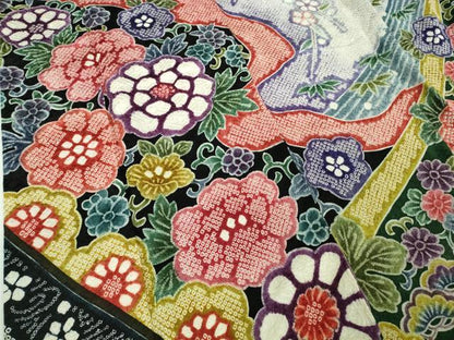 平和屋本店●極上　振袖　総絞り　鬘帯花文　暈し染め　逸品　DZAB7987kh6