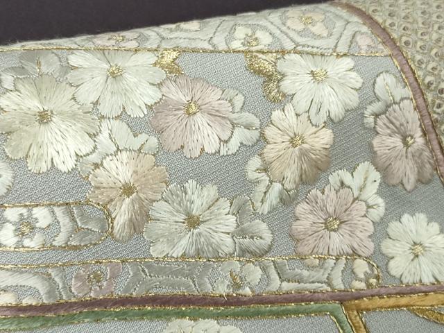 平和屋本店●極上　訪問着・長襦袢(無双仕立て)セット　総手刺繍　吉祥花文　深紫色地　金銀糸　逸品　未使用　DZAB7991kh6