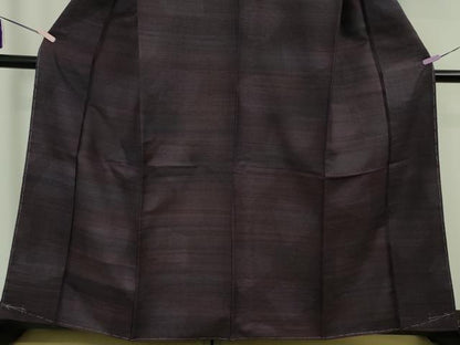 平和屋着物●極上　野蚕糸つむぎ　野蚕糸きもの　野蚕糸工房　ゴールデンシルク　深紫色地　証紙付き　逸品　未使用　DZAB7992kh6
