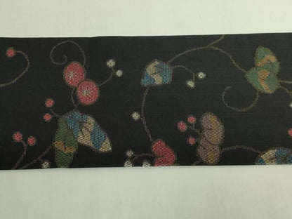 平和屋本店●極上　洛風林　工芸帯地　九寸名古屋帯　枝花文　黒地　金糸　逸品　DZAB8004kh6