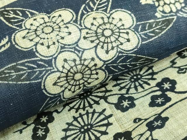 平和屋本店＊最高級　夏物　城間栄順　本場琉球紅型　九寸開き名古屋帯　舞花文　鶴　蓑亀　麻　逸品　DZAB8005kh6
