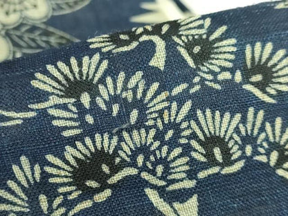 平和屋本店＊最高級　夏物　城間栄順　本場琉球紅型　九寸開き名古屋帯　舞花文　鶴　蓑亀　麻　逸品　DZAB8005kh6