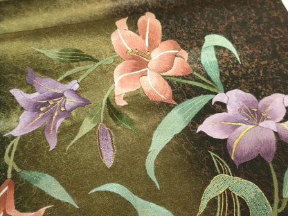 平和屋本店●極上　中国人間国宝　将雪英　中国三大刺繍　相良刺繍　総刺繍　太鼓柄袋帯　杜若　金糸　引箔　逸品　DZAB8016kh6