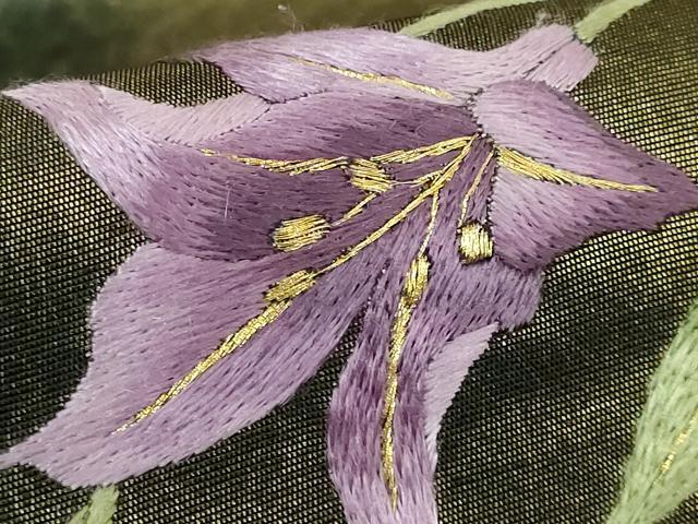 平和屋本店●極上　中国人間国宝　将雪英　中国三大刺繍　相良刺繍　総刺繍　太鼓柄袋帯　杜若　金糸　引箔　逸品　DZAB8016kh6
