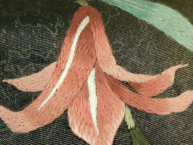 平和屋本店●極上　中国人間国宝　将雪英　中国三大刺繍　相良刺繍　総刺繍　太鼓柄袋帯　杜若　金糸　引箔　逸品　DZAB8016kh6