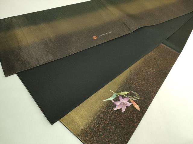 平和屋本店●極上　中国人間国宝　将雪英　中国三大刺繍　相良刺繍　総刺繍　太鼓柄袋帯　杜若　金糸　引箔　逸品　DZAB8016kh6