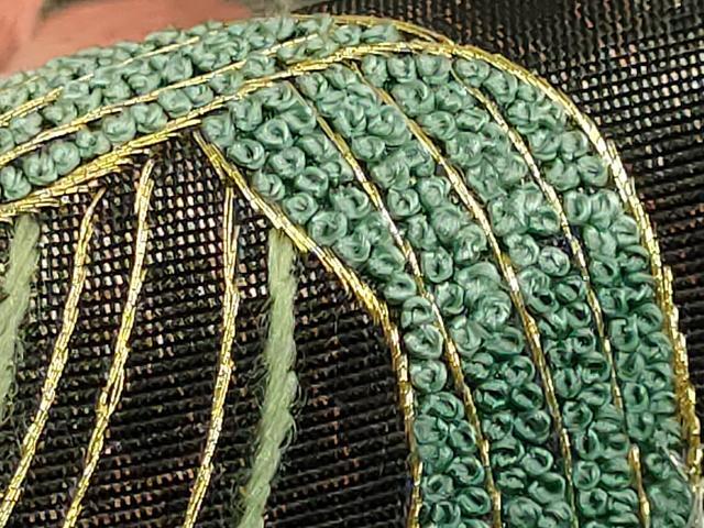 平和屋本店●極上　中国人間国宝　将雪英　中国三大刺繍　相良刺繍　総刺繍　太鼓柄袋帯　杜若　金糸　引箔　逸品　DZAB8016kh6