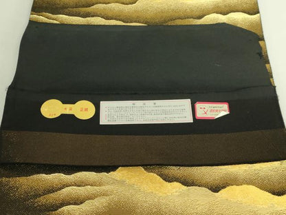 平和屋本店●極上　近代日本画の巨匠　横山大観　じゅらく謹製　六通柄袋帯　朝陽霊峰・瑞雲　本金箔　証紙・反端付き　逸品　DZAB8019kh6