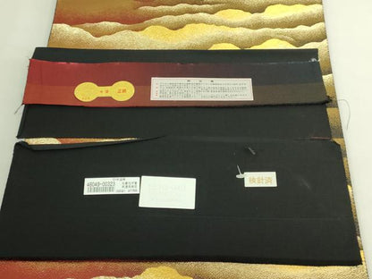 平和屋本店●極上　近代日本画の巨匠　横山大観　じゅらく謹製　六通柄袋帯　朝陽霊峰・瑞雲　本金箔　証紙・反端付き　逸品　DZAB8021kh6