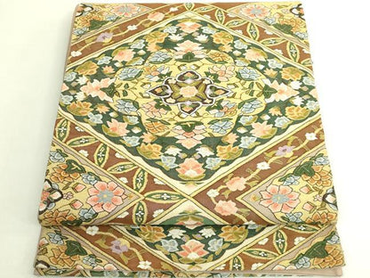 平和屋本店●極上　明綴れ　袋帯　正倉院花文　金糸　逸品　DZAB8032kh6