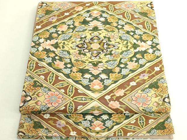 平和屋本店●極上　明綴れ　袋帯　正倉院花文　金糸　逸品　DZAB8032kh6