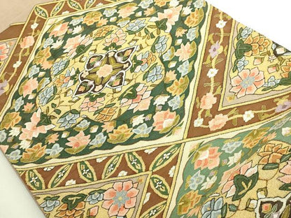 平和屋本店●極上　明綴れ　袋帯　正倉院花文　金糸　逸品　DZAB8032kh6