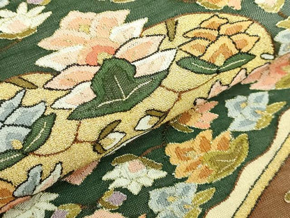 平和屋本店●極上　明綴れ　袋帯　正倉院花文　金糸　逸品　DZAB8032kh6