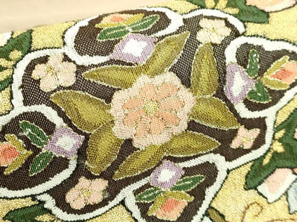 平和屋本店●極上　明綴れ　袋帯　正倉院花文　金糸　逸品　DZAB8032kh6