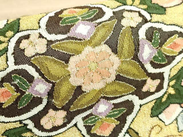 平和屋本店●極上　明綴れ　袋帯　正倉院花文　金糸　逸品　DZAB8032kh6