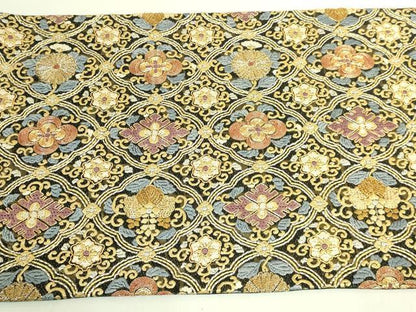 平和屋本店●最高級　中国三大刺繍　相良刺繍　総刺繍　袋帯　花唐草　菱　黒地　金銀糸　逸品　DZAB8033kh6
