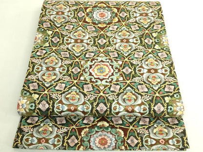 平和屋本店●最高級　袋帯　駒刺繍　総刺繍　正倉院花文　金糸　逸品　DZAB8034kh6