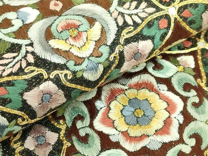 平和屋本店●最高級　袋帯　駒刺繍　総刺繍　正倉院花文　金糸　逸品　DZAB8034kh6