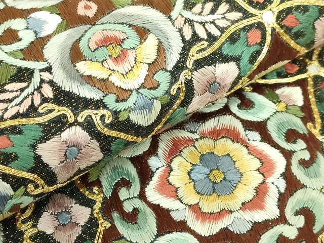 平和屋本店●最高級　袋帯　駒刺繍　総刺繍　正倉院花文　金糸　逸品　DZAB8034kh6