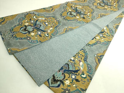 平和屋本店●最高級　中国三大刺繍　スワトウ刺繍　汕頭刺繍　総刺繍　絽刺し　全通柄袋帯　向かい鳥花文　金糸　逸品　DZAB8035kh6