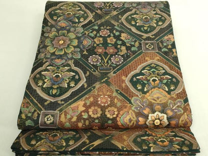 平和屋本店●極上　中国三大刺繍　スワトウ刺繍　汕頭刺繍　総刺繍　全通柄袋帯　正倉院更紗花文　金銀彩　逸品　DZAB8036kh6
