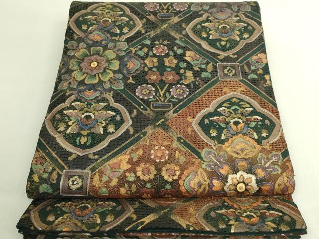 平和屋本店●極上　中国三大刺繍　スワトウ刺繍　汕頭刺繍　総刺繍　全通柄袋帯　正倉院更紗花文　金銀彩　逸品　DZAB8036kh6