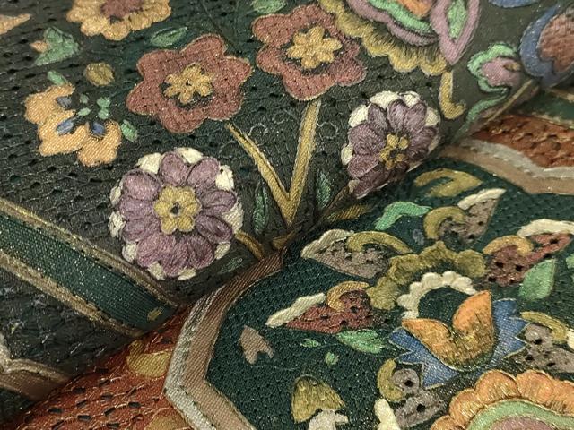 平和屋本店●極上　中国三大刺繍　スワトウ刺繍　汕頭刺繍　総刺繍　全通柄袋帯　正倉院更紗花文　金銀彩　逸品　DZAB8036kh6