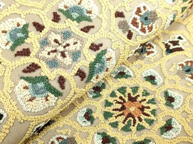 平和屋本店●極上　中国三大刺繍　総相良刺繍　総刺繍　全通柄袋帯　正倉院花文　逸品　DZAB8038kh6
