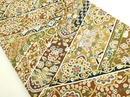 平和屋本店●最高級　中国三大刺繍　総相良刺繍　総刺繍　袋帯　200万粒　総詰め　更紗花文　金糸　逸品　DZAB8042kh6