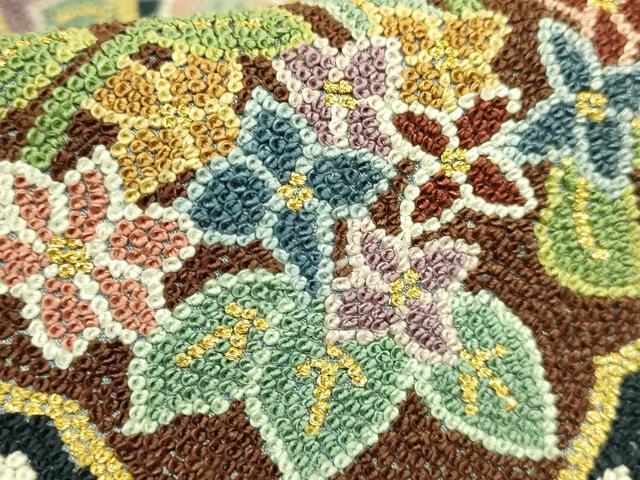 平和屋本店●最高級　中国三大刺繍　総相良刺繍　総刺繍　袋帯　200万粒　総詰め　四季花文　金糸　逸品　未使用　DZAB8043kh6