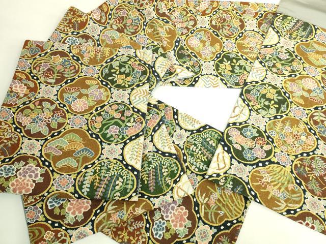 平和屋本店●最高級　中国三大刺繍　総相良刺繍　総刺繍　袋帯　200万粒　総詰め　四季花文　金糸　逸品　未使用　DZAB8043kh6