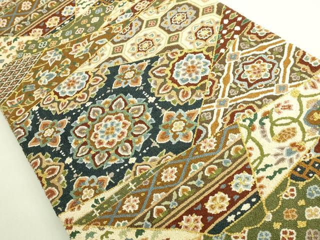 平和屋本店●最高級　中国三大刺繍　総相良刺繍　総刺繍　袋帯　200万粒　総詰め　切り嵌め正倉院花文　金糸　逸品　未使用　DZAB8044kh6