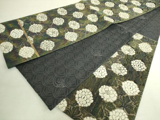 平和屋本店●極上　西陣　じゅらく謹製　六通柄袋帯　輪奈織　牡丹　金糸　逸品　DZAB8046kh6