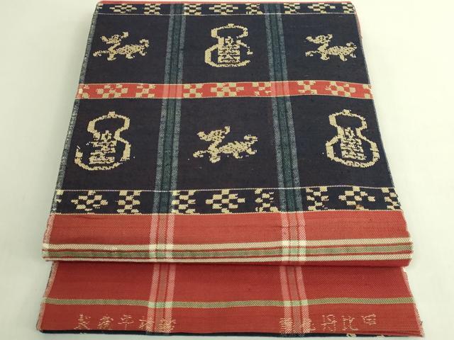 平和屋着物●最高級　龍村平蔵製　太鼓柄　本袋帯　甲比丹仙瓢　逸品　DZAB8049kh6
