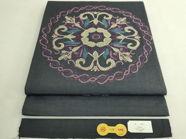 平和屋着物●極上　西陣　杉村謹製　六通柄袋帯　紬地　正倉院花文　逸品　未使用　DZAB8053kh6