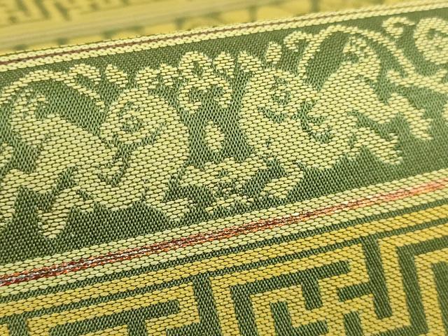 平和屋着物●極上　龍村晋謹製　全通柄袋帯　名物櫻洛兎萬暦純子　逸品　DZAB8059kh6