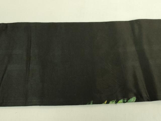 平和屋着物●極上　アンティーク　大正ロマン　九寸名古屋帯　手描き　フルーツ　黒地　逸品　DZAB8069kh6