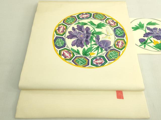 平和屋本店●極上　本加賀友禅　瀬戸算　塩瀬　九寸名古屋帯　花蝶文　逸品　DZAB8070kh6