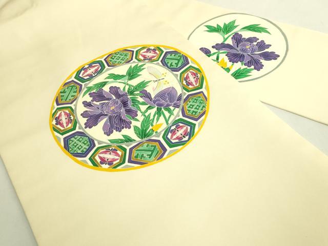 平和屋本店●極上　本加賀友禅　瀬戸算　塩瀬　九寸名古屋帯　花蝶文　逸品　DZAB8070kh6