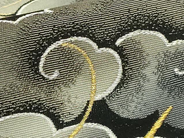 平和屋着物●極上　太鼓柄袋帯　モール　雲龍　黒地　金銀糸　逸品　DZAB8072kh6