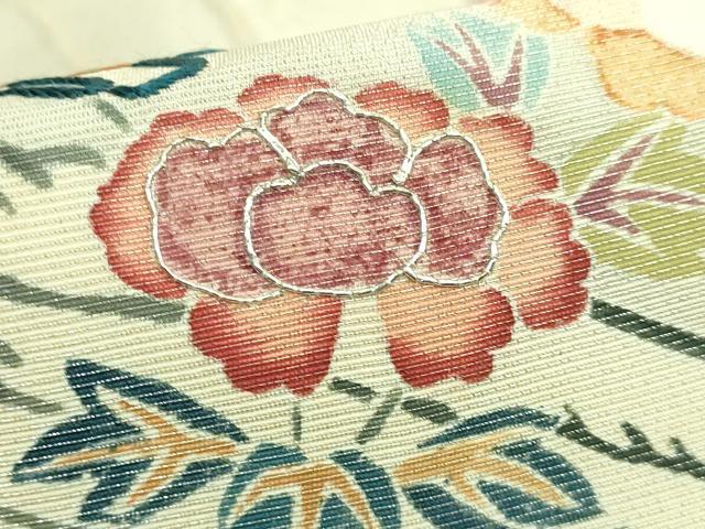 平和屋本店●極上　太鼓柄袋帯　刺繍　花筏　金銀糸　逸品　DZAB8078kh6
