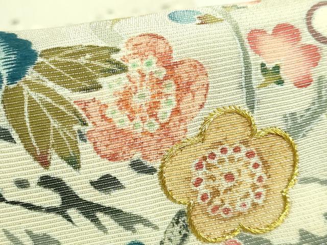 平和屋本店●極上　太鼓柄袋帯　刺繍　花筏　金銀糸　逸品　DZAB8078kh6