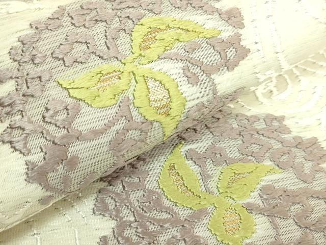 平和屋着物＊極上　夏物　西陣　河合康幸謹製　太鼓柄袋帯　唐織　流水舞花文　金糸　逸品　DZAB8080kh6