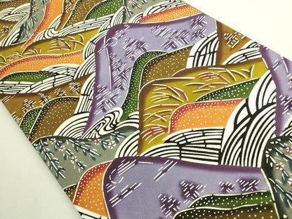 平和屋本店●極上　本場琉球紅型　九寸開き名古屋帯　遠山風景　逸品　DZAB8081kh6