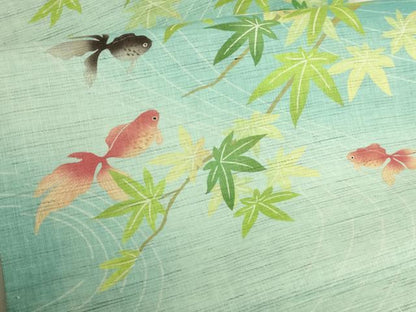 平和屋着物＊極上　夏物　太鼓柄　京袋帯　金魚　麻　逸品　DZAB8093kh6