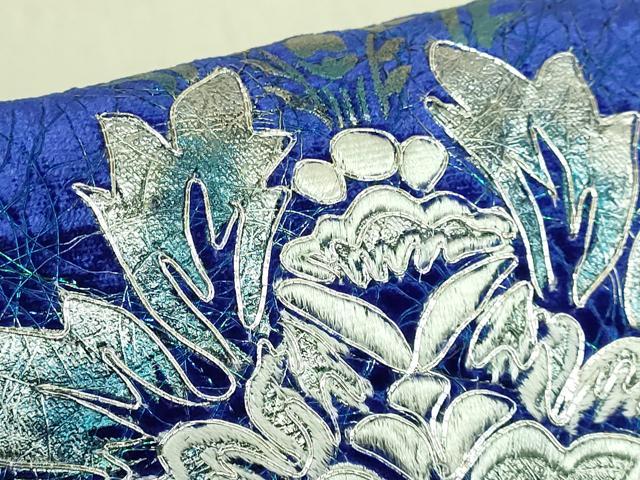平和屋着物＊極上　夏物　太鼓柄袋帯　銀駒刺繍　洋花文　銀彩　逸品　DZAB8098kh6