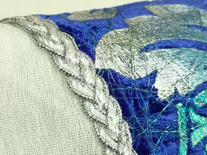 平和屋着物＊極上　夏物　太鼓柄袋帯　銀駒刺繍　洋花文　銀彩　逸品　DZAB8098kh6