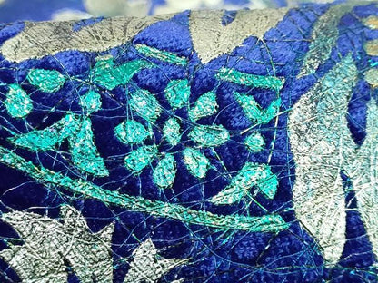 平和屋着物＊極上　夏物　太鼓柄袋帯　銀駒刺繍　洋花文　銀彩　逸品　DZAB8098kh6
